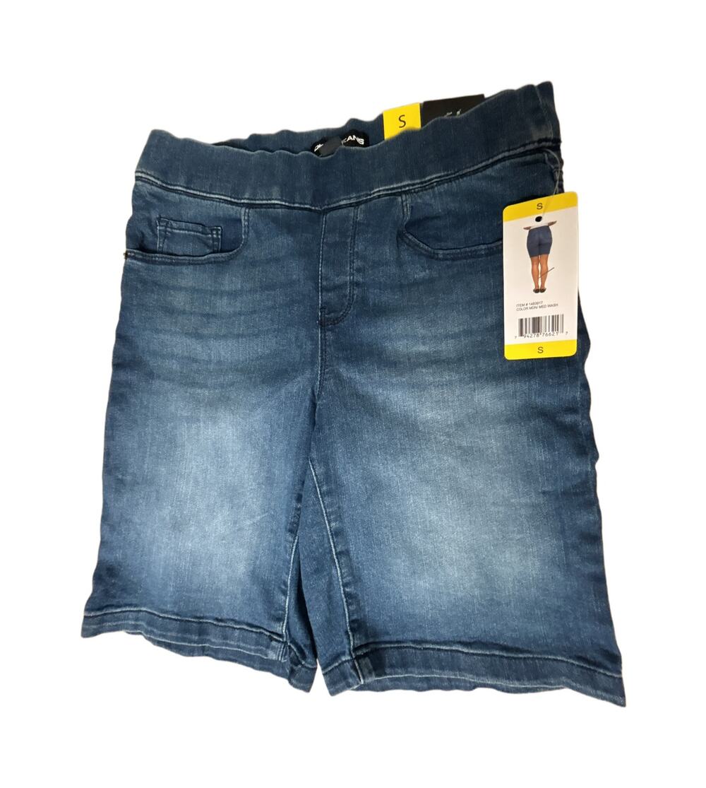 DKNY Pull-On Jean Bermuda Shorts Jorts Medium Wash Stretch Casual Size Small